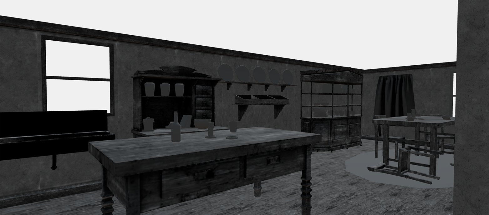 3D model interior before AI rendering